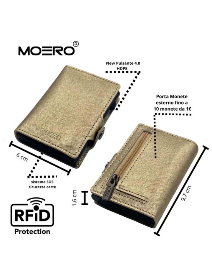 Spatarella Portatessere in pelle saffiano oro antigraffio con portamonete Rilascio limitato