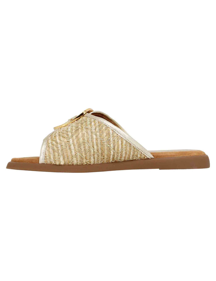 Spatarella Sandali donna in tessuto oro Latest stili
