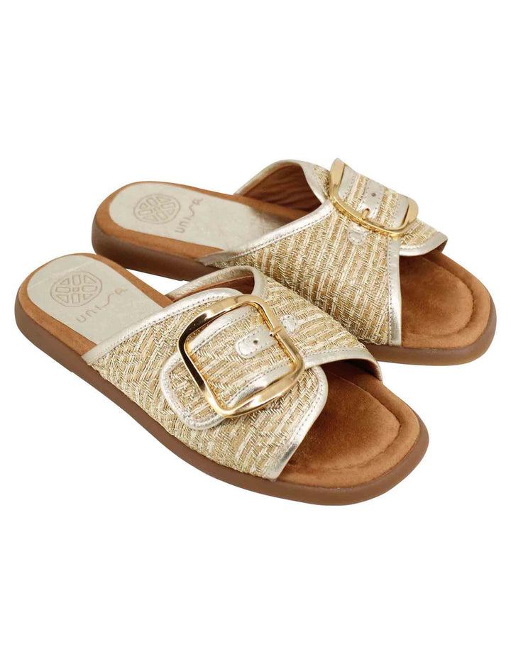 Spatarella Sandali donna in tessuto oro Latest stili