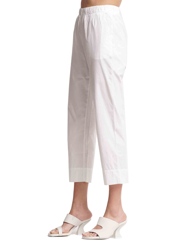 Spatarella Pantaloni donna in cotone bianco con elastico in vita Ultimi due giorni