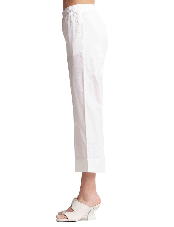 Spatarella Pantaloni donna in cotone bianco con elastico in vita Ultimi due giorni