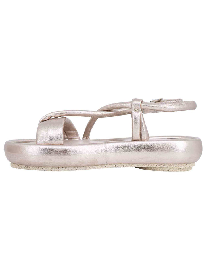 Spatarella Sandali infradito slingback donna in pelle platino con zeppa bassa Fino al 65% di sconto