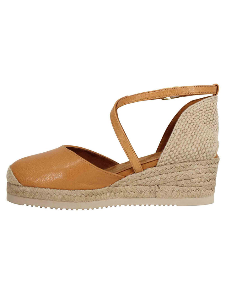 Spatarella Sandali espadrillas donna in pelle cuoio con zeppa bassa Offerta speciale della fabbrica