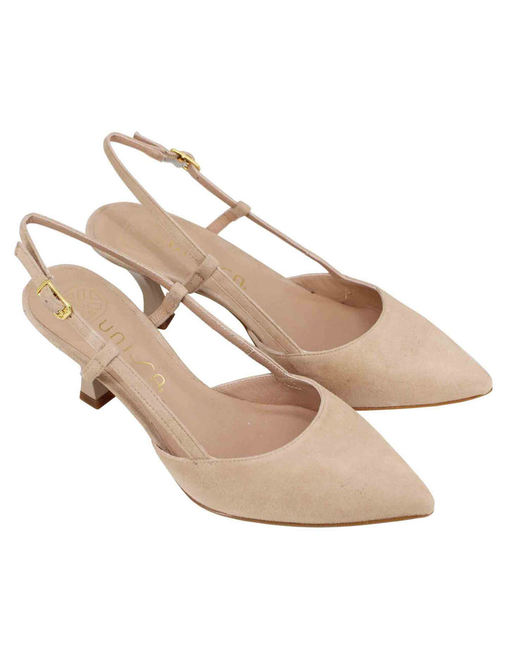 Spatarella Decollete slingback donna in camoscio nude tacco alto Solo un giorno rimasto