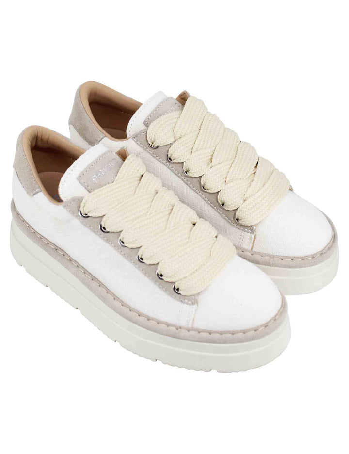 Spatarella Sneakers donna in tessuto bianco con fondo alto Black Friday Prezzi