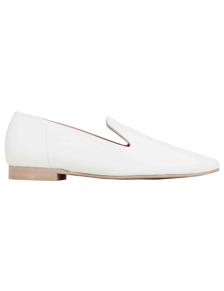 Spatarella Mocassini donna in pelle bianca con punta tonda