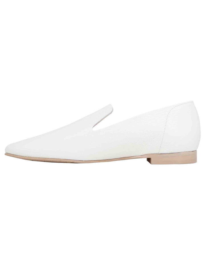 Spatarella Mocassini donna in pelle bianca con punta tonda Duty-free