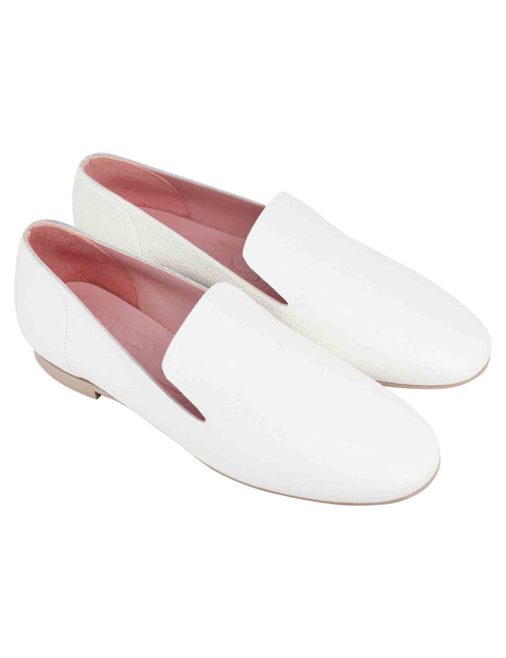 Spatarella Mocassini donna in pelle bianca con punta tonda Duty-free