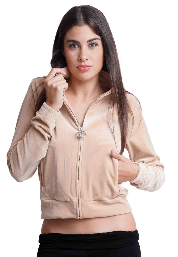 Spatarella Felpa donna Diamond in velluto beige con strass Italy