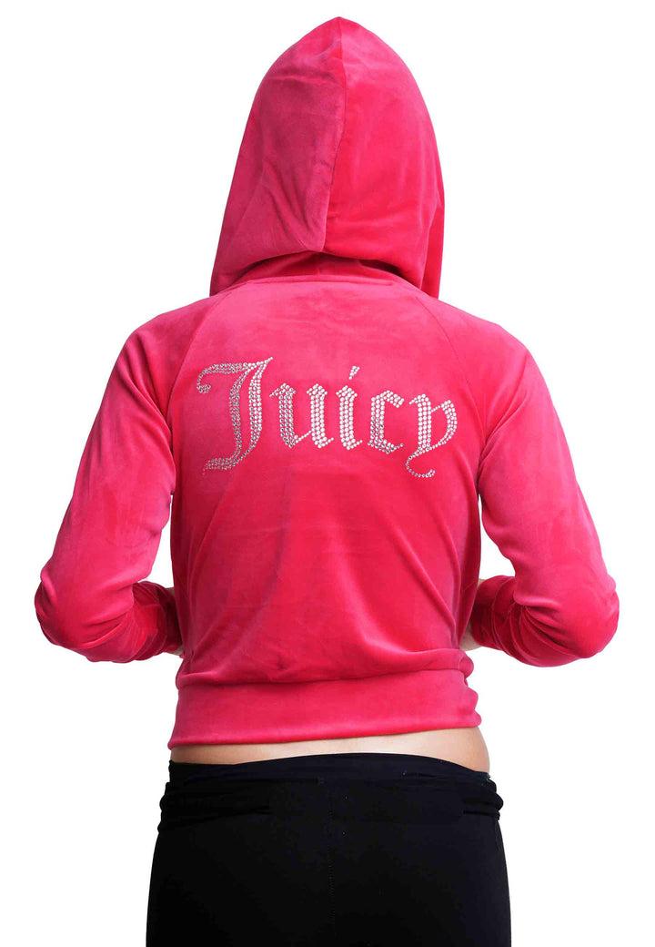 Spatarella Felpa donna Diamond in velluto fuxia con cappuccio e strass In Linea