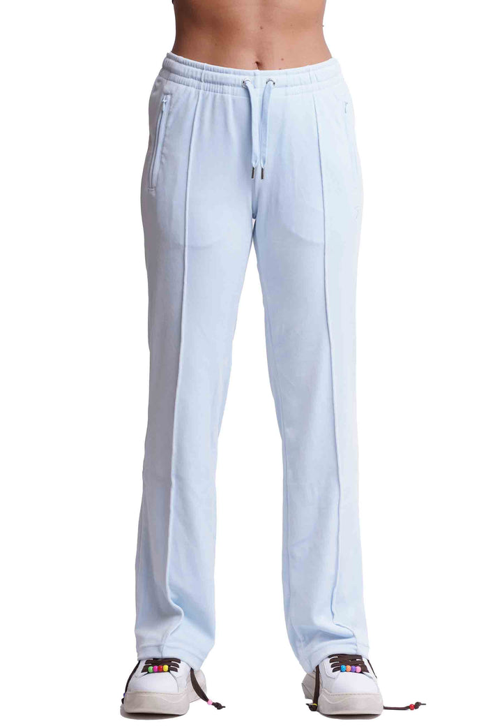 Spatarella Pantaloni donna Diamond in velluto celeste con strass Qualità