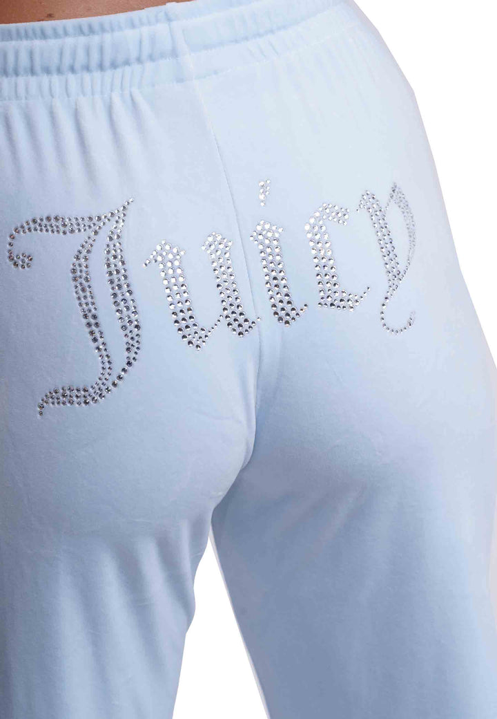 Spatarella Pantaloni donna Diamond in velluto celeste con strass Qualità