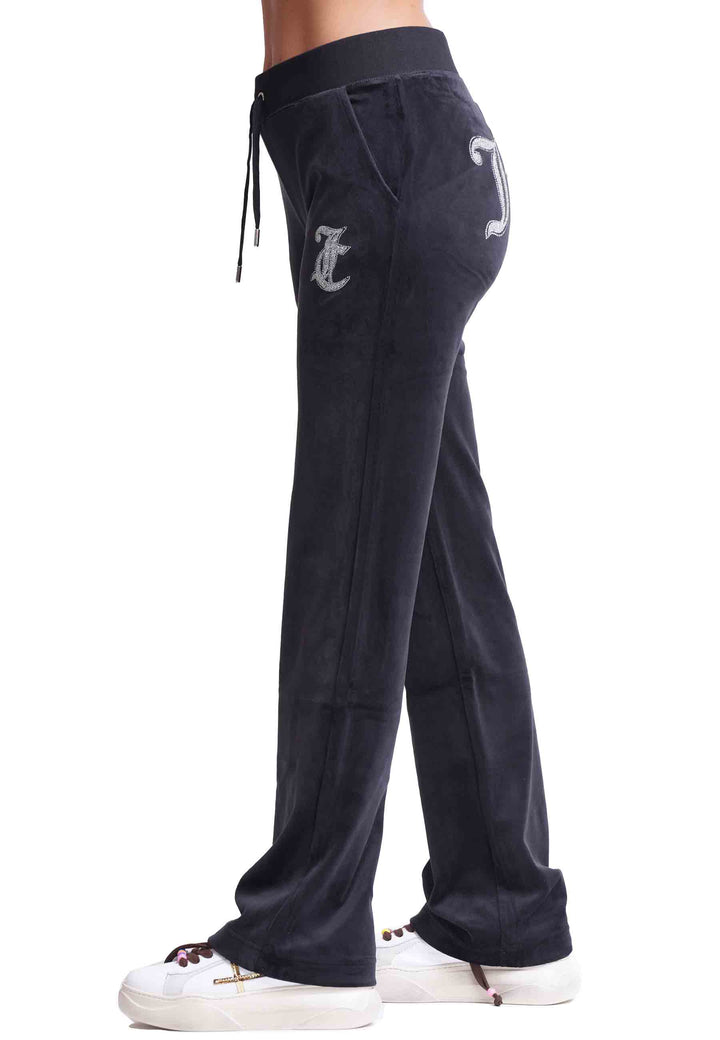Spatarella Pantaloni donna Diamond in velluto nero con strass Vendita
