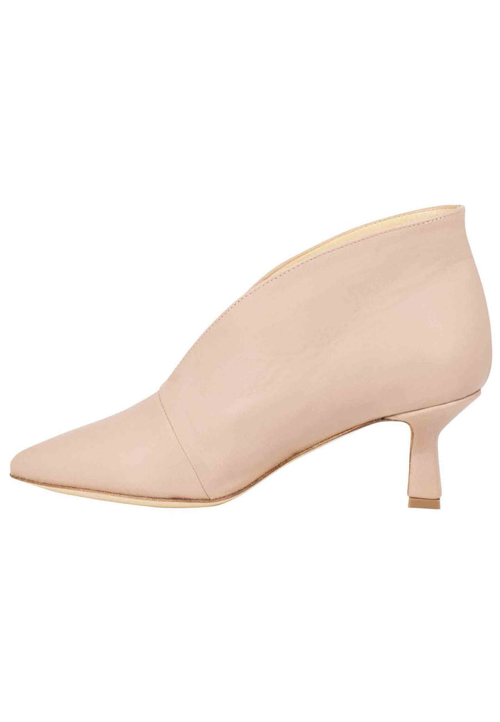 Spatarella Ankle boot donna in pelle cipria con tacco basso Promozione