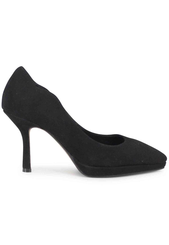 Spatarella Decollete donna in camoscio nero tacco alto