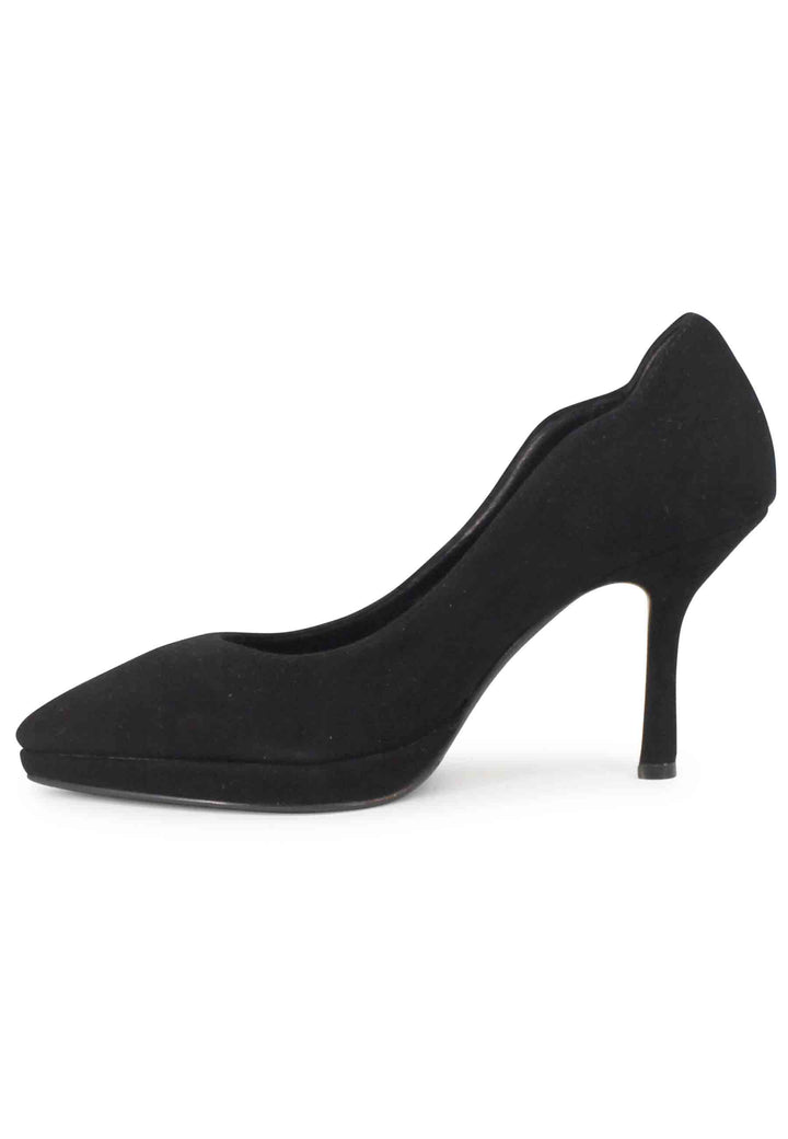 Spatarella Decollete donna in camoscio nero tacco alto Pezzi Unici