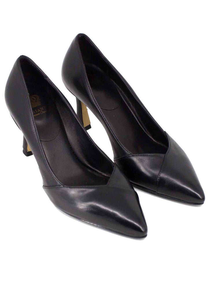 Spatarella Decollete donna in pelle nera tacco alto Acquista Ora
