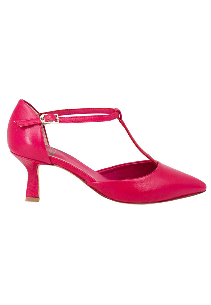 Spatarella Decollete donna in pelle rossa con cinturino e punta chiusa Fino Al -60%
