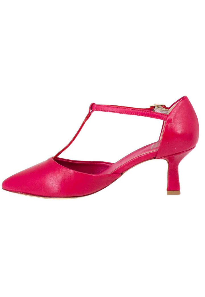 Spatarella Decollete donna in pelle rossa con cinturino e punta chiusa Fino Al -60%