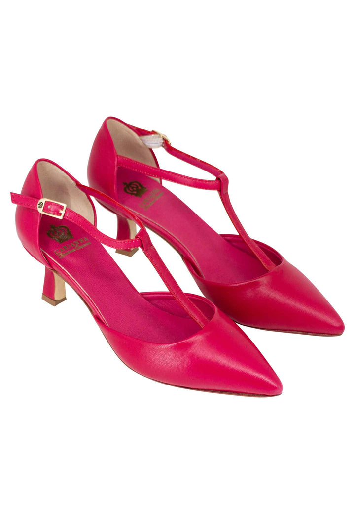 Spatarella Decollete donna in pelle rossa con cinturino e punta chiusa Fino Al -60%