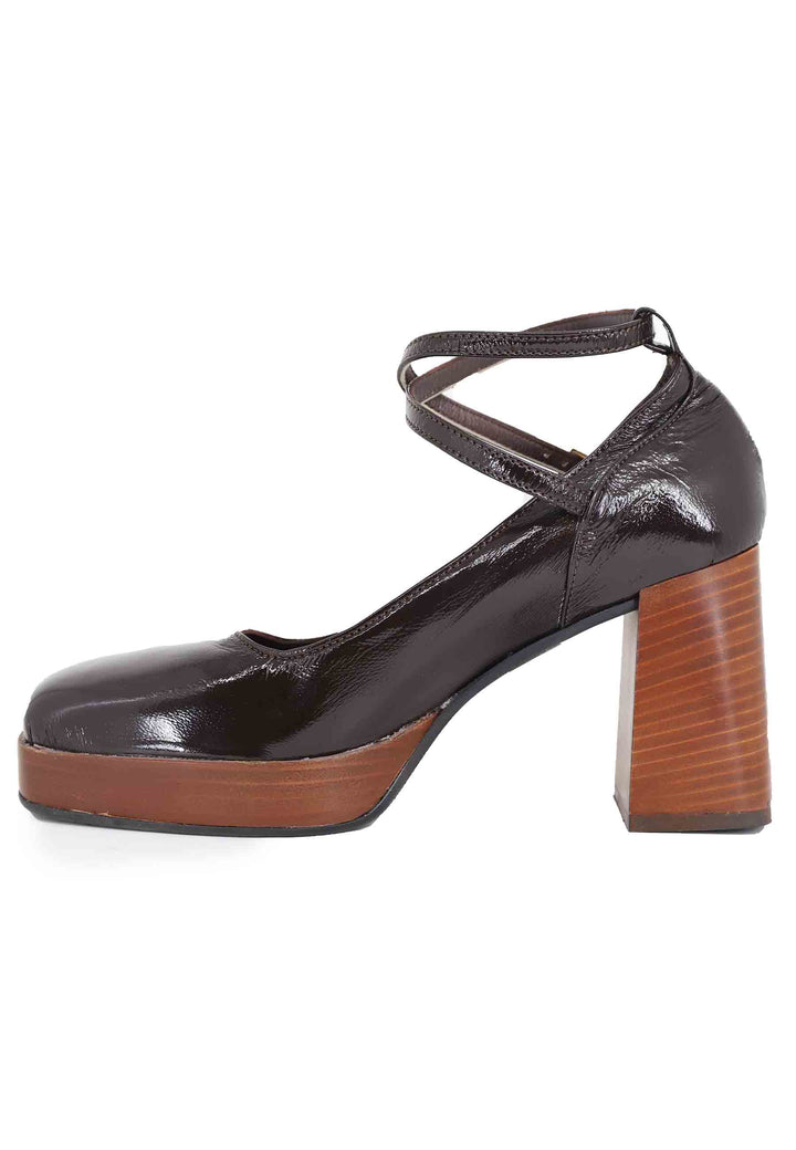 Spatarella Decollete donna in pelle testa di moro con cinturini e tacco alto Shopping Online