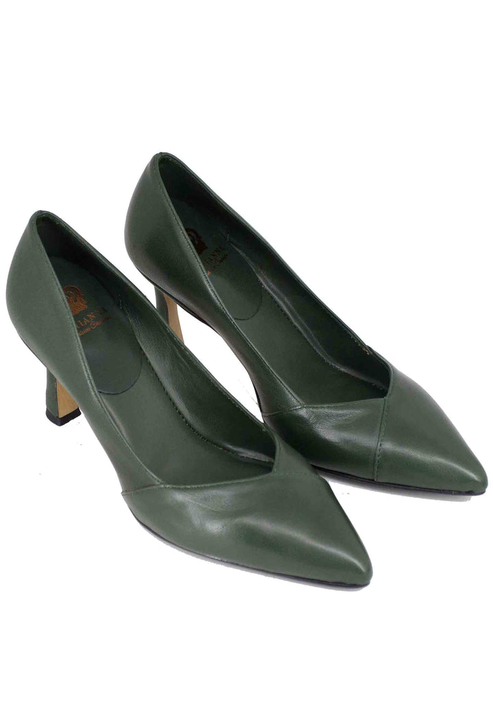Spatarella Decollete donna in pelle verde tacco alto Affare Del Giorno