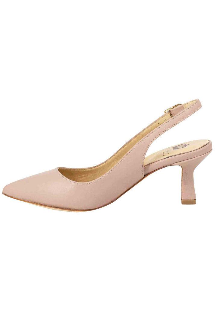 Spatarella Decollete slingback donna in pelle cipria suola in cuoio Prezzo Ridotto