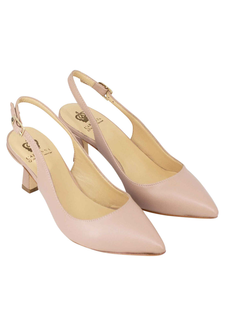 Spatarella Decollete slingback donna in pelle cipria suola in cuoio Prezzo Ridotto