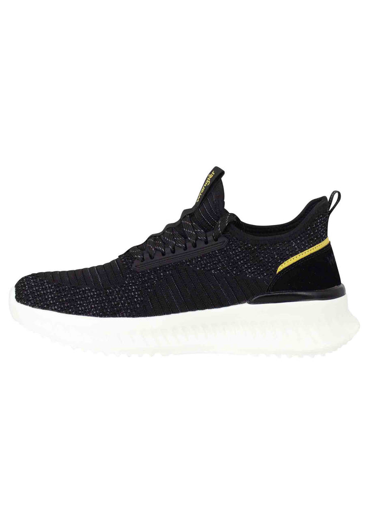 Spatarella Sneakers uomo Star in tessuto elastico nero con suola alta in gomma Economico