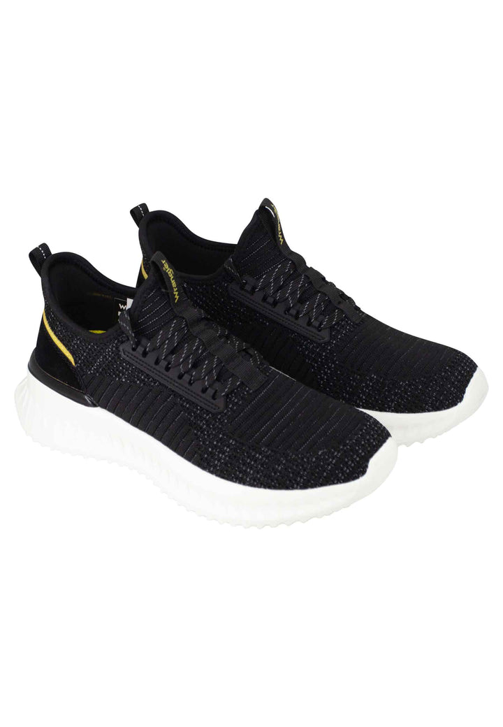 Spatarella Sneakers uomo Star in tessuto elastico nero con suola alta in gomma Economico