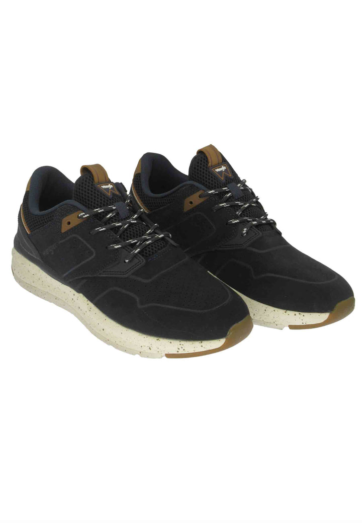 Spatarella Sneakers uomo Pioneer Suede in pelle blu con suola ultra light e memory foam In Vendita