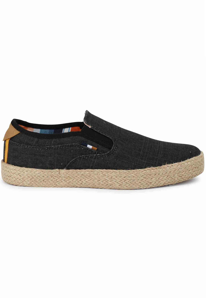 Spatarella Mocassini uomo Calypso Slip On Rope in tessuto nero con suola in corda Offerte