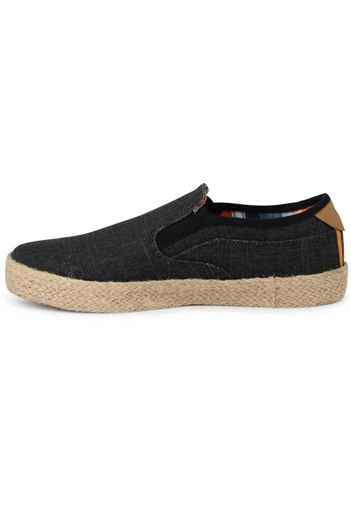 Spatarella Mocassini uomo Calypso Slip On Rope in tessuto nero con suola in corda Offerte
