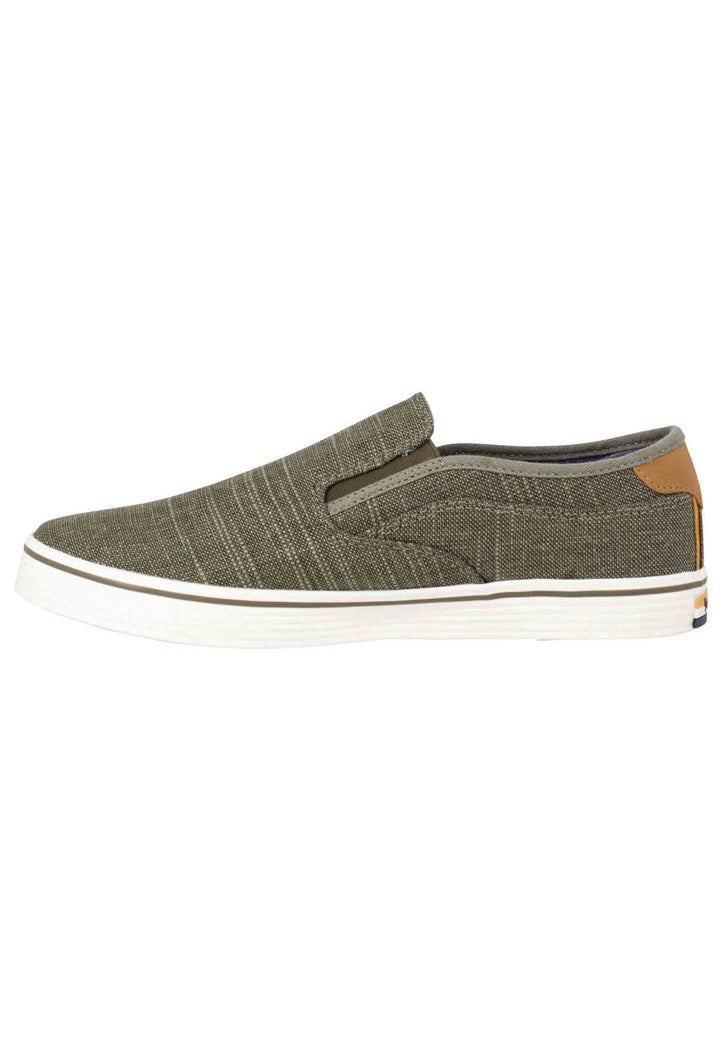 Spatarella Mocassini uomo Calypso Slip On in tessuto verde con suola in gomma Hotsell