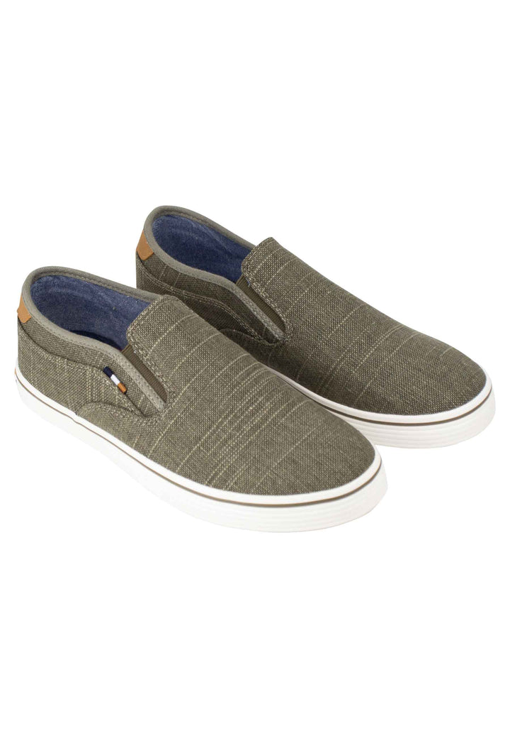 Spatarella Mocassini uomo Calypso Slip On in tessuto verde con suola in gomma Hotsell