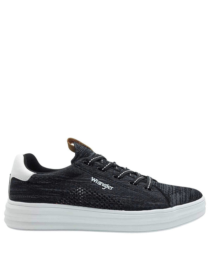 Spatarella Calzature Uomo Sneakers Jelly Stringate in Tessuto Nero e Suola in Gomma Bianca Ultra Leggera