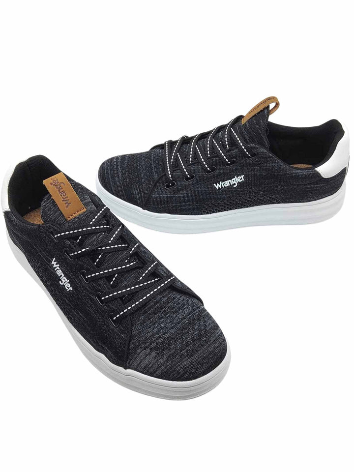 Spatarella Calzature Uomo Sneakers Jelly Stringate in Tessuto Nero e Suola in Gomma Bianca Ultra Leggera Vendita Economica