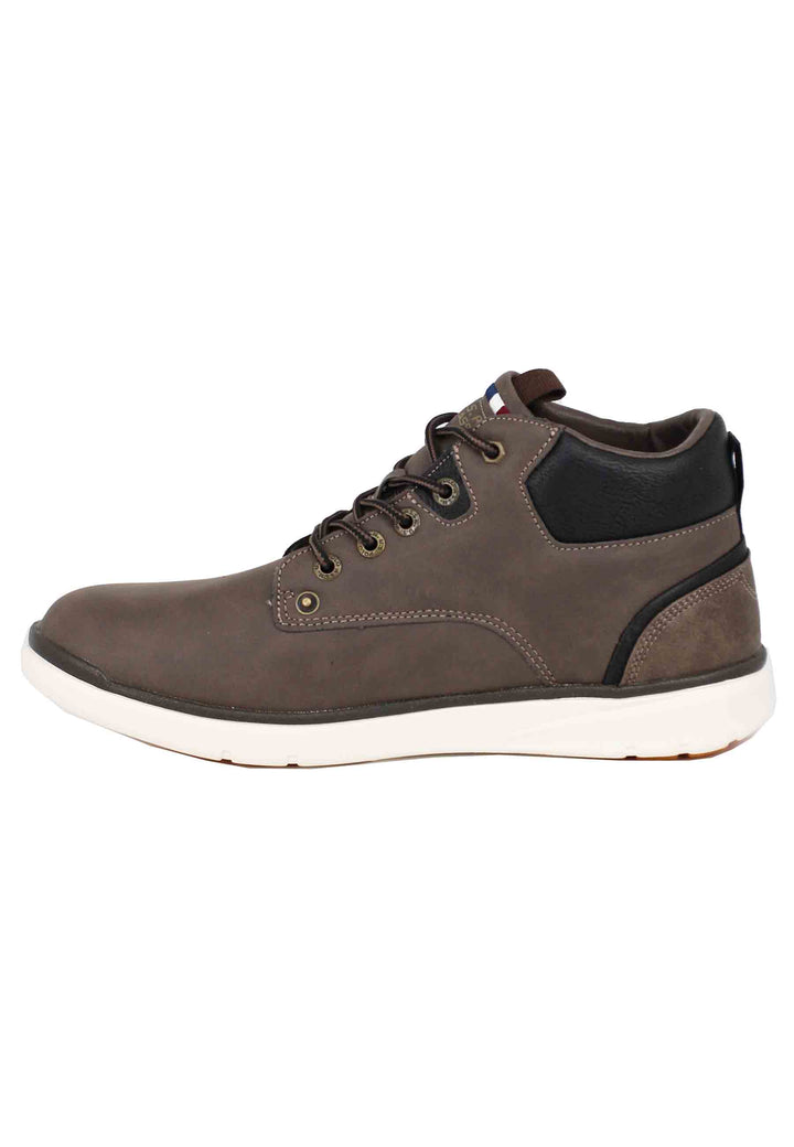 Spatarella Stivaletti uomo in eco pelle marrone con suola in gomma Saldi Di Fabbrica