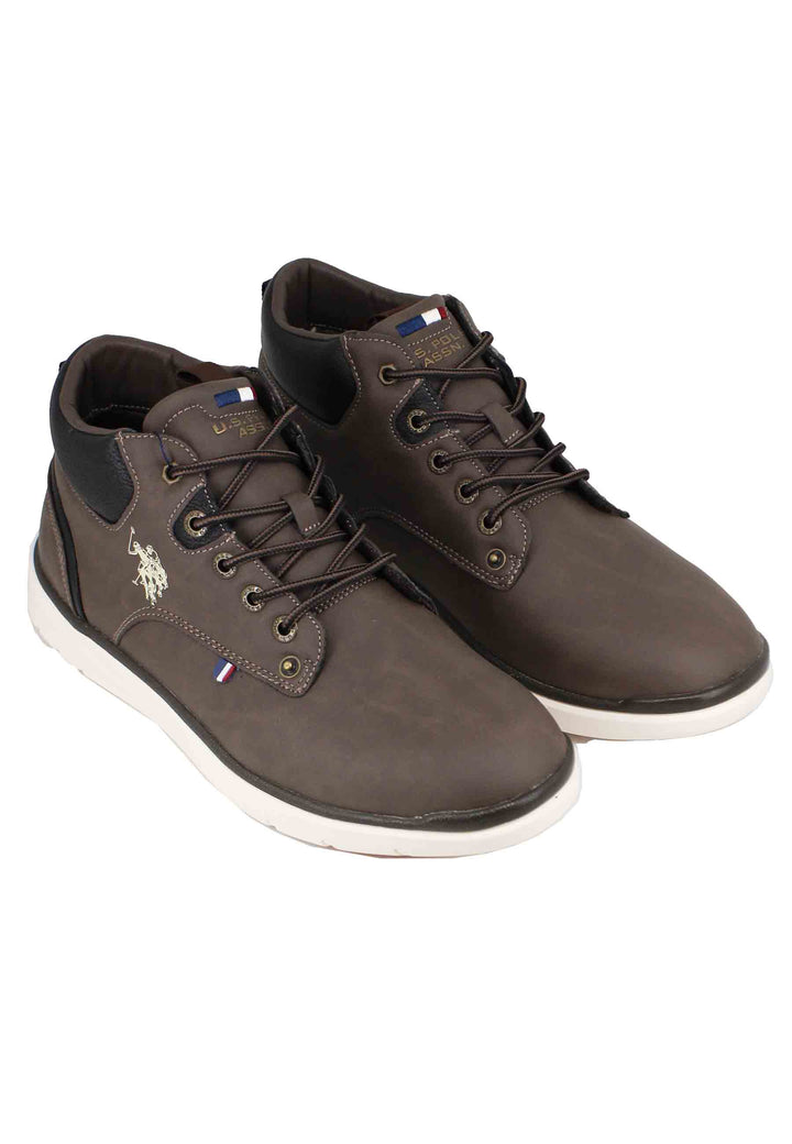 Spatarella Stivaletti uomo in eco pelle marrone con suola in gomma Saldi Di Fabbrica