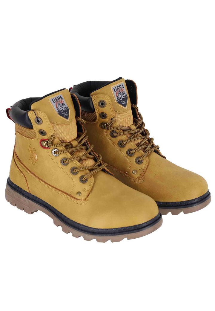 Spatarella Stivaletti anfibi uomo in eco pelle miele con suola carrarmato Moda
