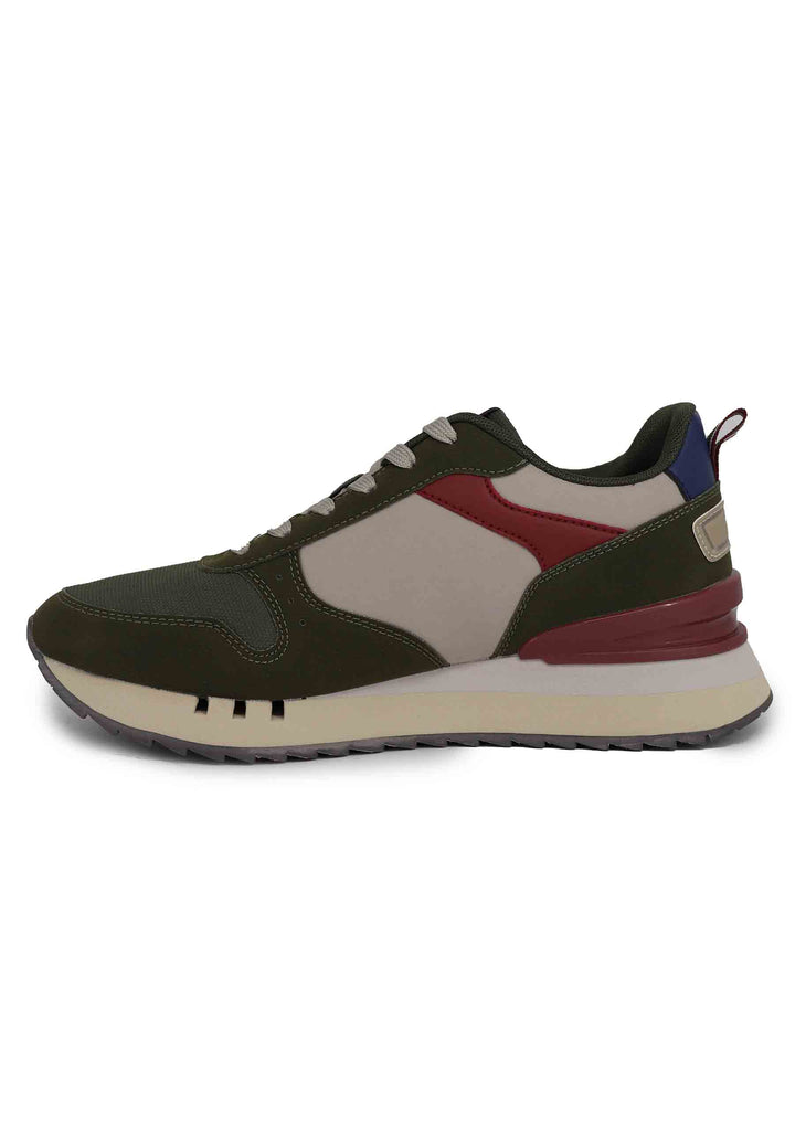 Spatarella Sneakers uomo in tessuto verde con suola alta Spedizione gratuita