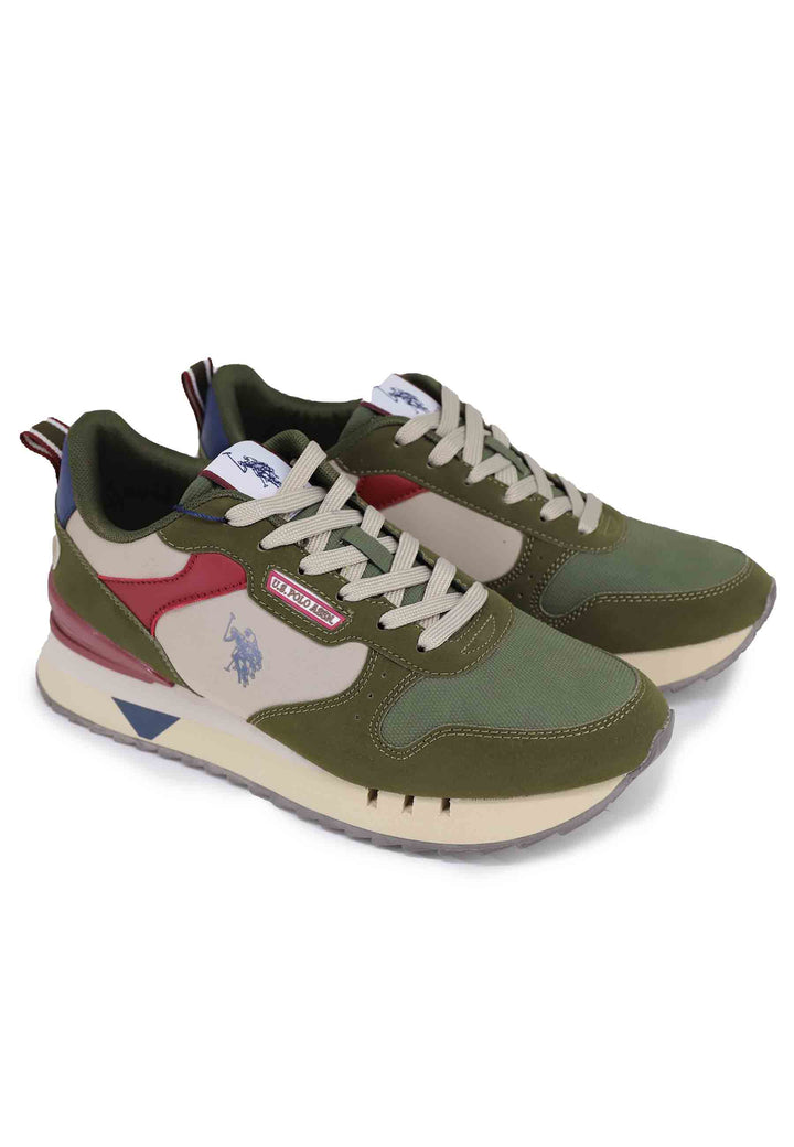 Spatarella Sneakers uomo in tessuto verde con suola alta Spedizione gratuita