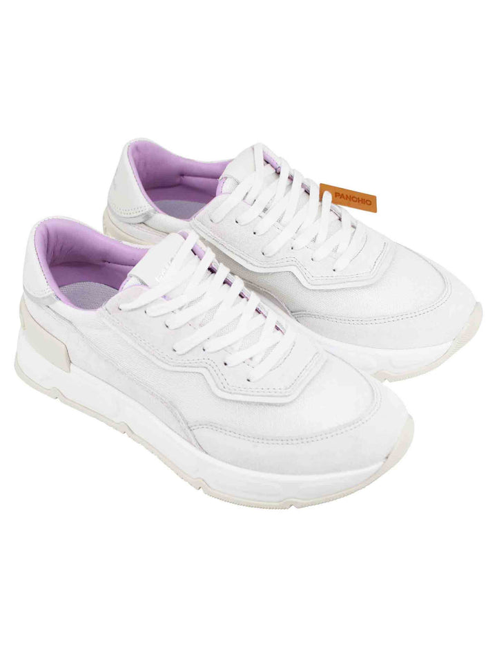 Spatarella Sneakers donna in pelle e tessuto bianco Grande vendita