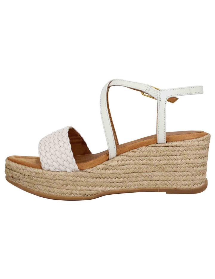 Spatarella Sandali donna in pelle avorio intrecciata con zeppa in corda Shopping online