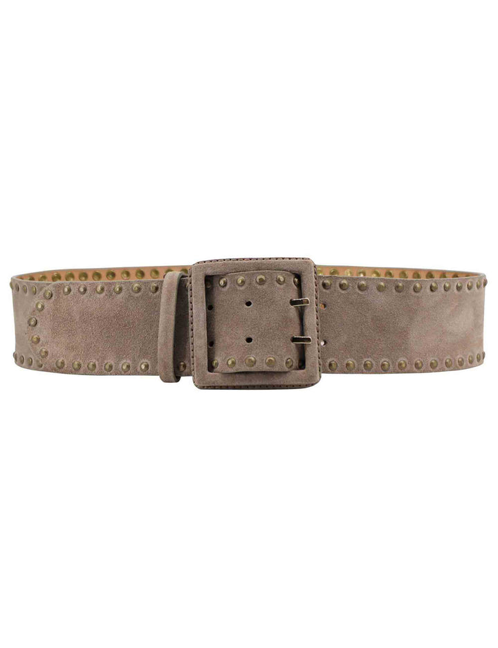 Spatarella Cinture donna in camoscio taupe con borchie Offerta esclusiva