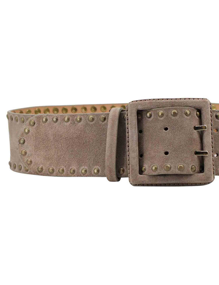 Spatarella Cinture donna in camoscio taupe con borchie Offerta esclusiva