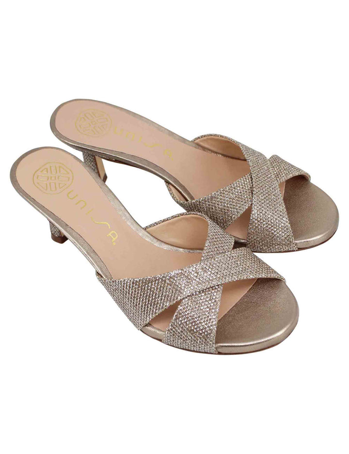 Spatarella Sandali scalzati donna in tessuto glitter bronzo Vendite stagionali