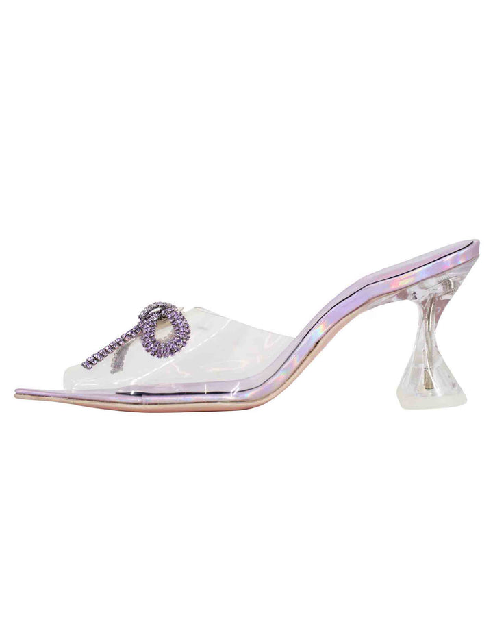Spatarella Sandali donna in plexy trasparente con fiocco in strass lilla Offerta per la Festa della Mamma