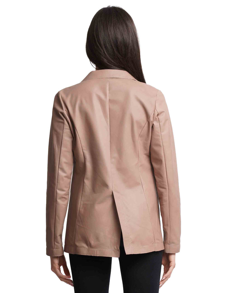 Spatarella Giacche donna monopetto in pelle sfoderata nude 1 bottone Offerta Giorno del Papà