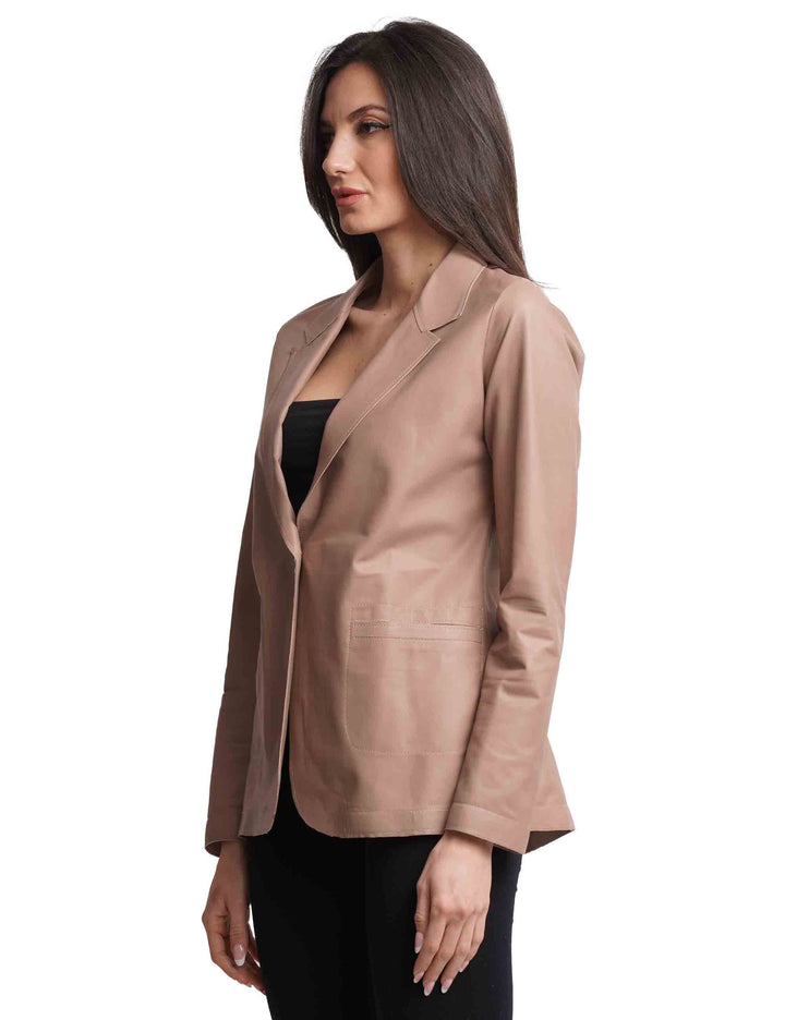 Spatarella Giacche donna monopetto in pelle sfoderata nude 1 bottone Offerta Giorno del Papà